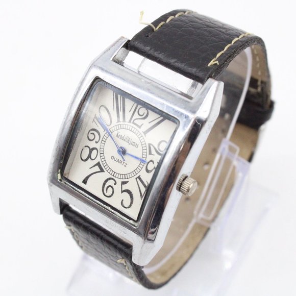 Kendall & James Watch Mens Silver Tone Stainless Steel Classic Square White Dial - Picture 4 of 8